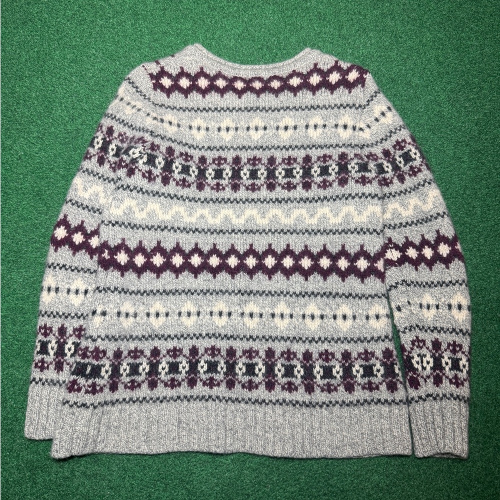 L.L. Bean 100% Lambs Wool Nordic Fair Isle Knit Soft Sweater Womens Small 17x25 - Picture 4 of 7